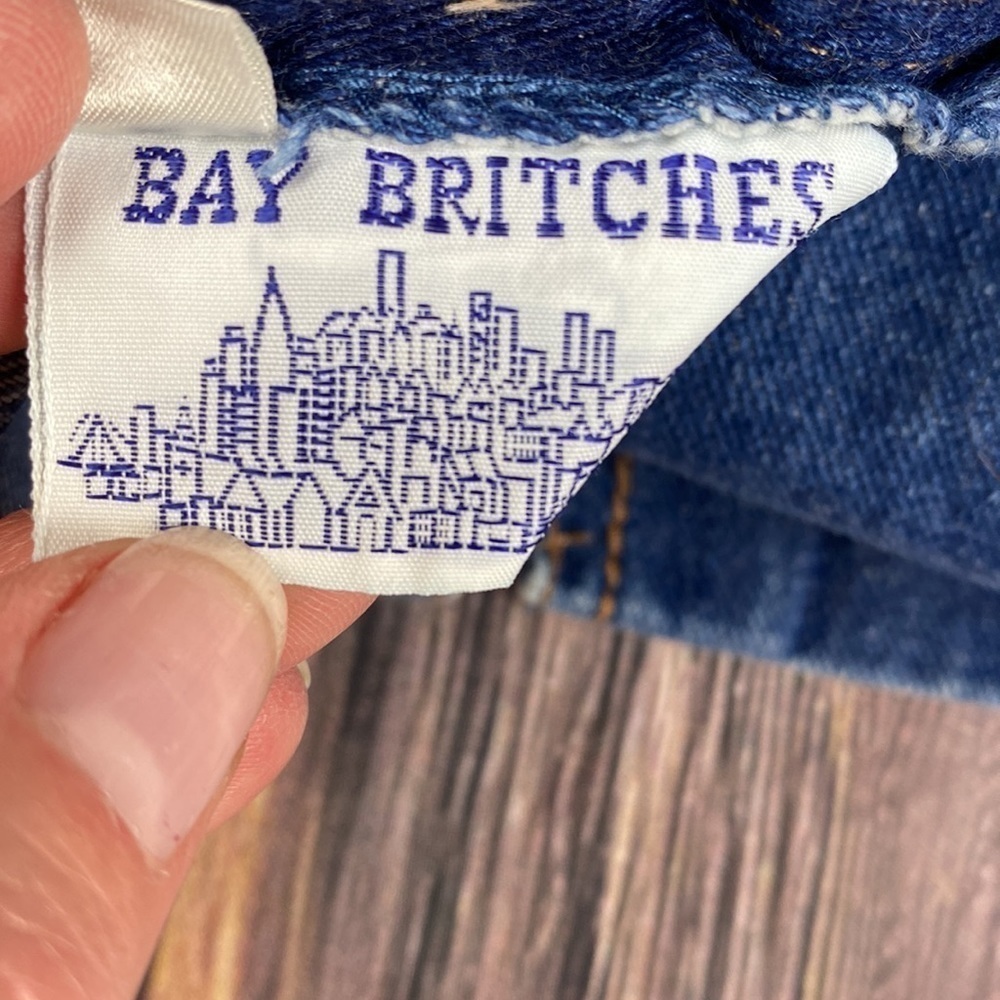 Vintage Bay Britches Blue Denim Skirt With Front Slit- Vintage Sz 9/10 Waist 14โ - Picture 10 of 13